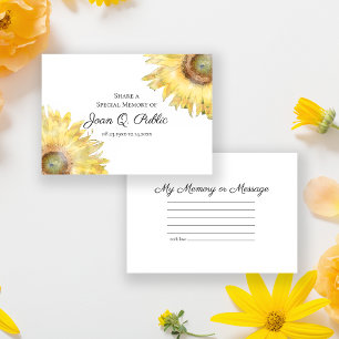 Tarjeta Pequeña Los girasoles amarillos comparten un funeral de me