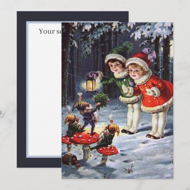 Tarjeta Pequeña los niños festivos de Navidad añaden sentimientos (Anverso / Reverso)