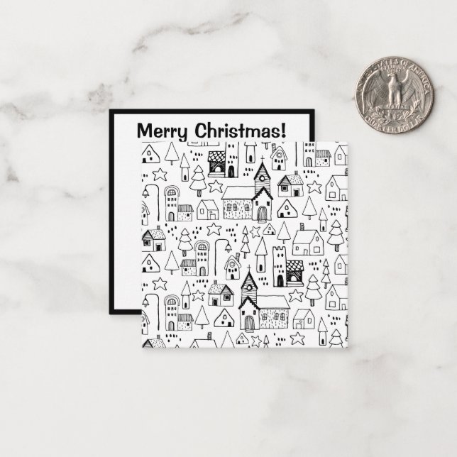 Tarjeta Pequeña Los niños Navidades Aldea el Blanco y el Negro sin (Anverso/Reverso In Situ)