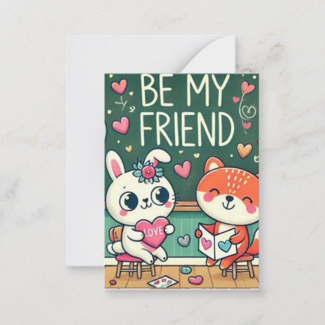 Tarjeta Pequeña Los niños son mi amigo Día de San Valentín (Anverso)