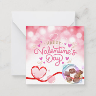 Tarjeta Pequeña Love Heart & Chocolate Happy Valentine Day Card