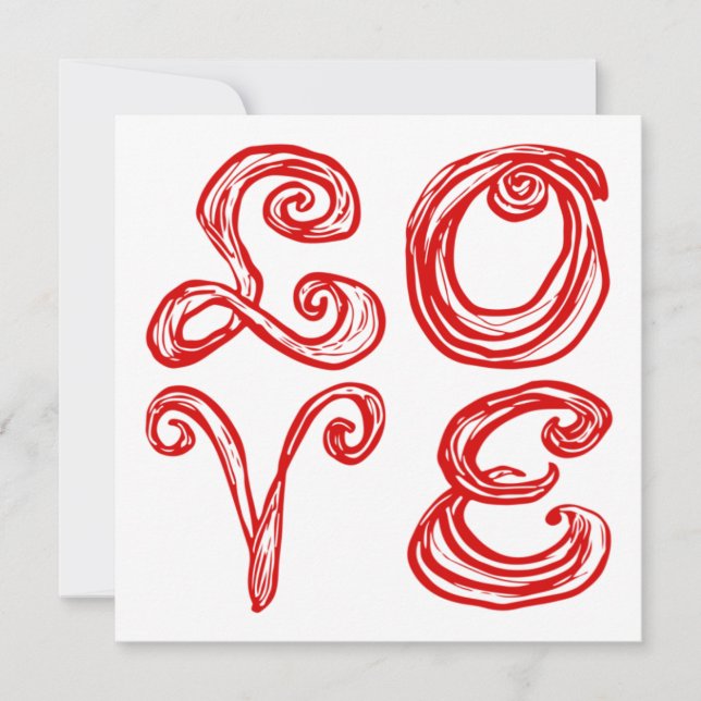 Tarjeta Pequeña LOVE Word Art Fabric Font Red Letters  (Anverso)