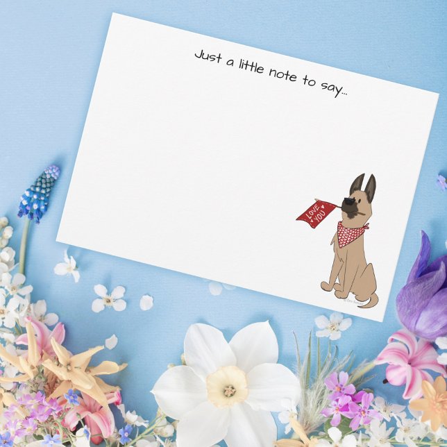 Tarjeta Pequeña Love You Cute Dog Flat Note Card (Subido por el creador)