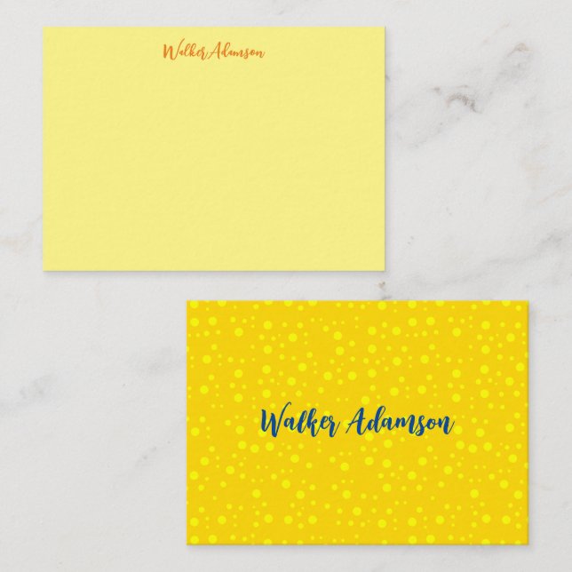 Tarjeta Pequeña Lujo personalizado, elegante nombre amarillo dorad (Anverso / Reverso)