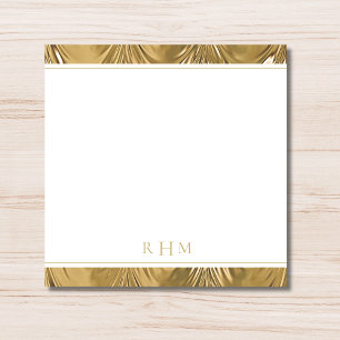 Tarjeta Pequeña Lujo Tres Monograma Con Línea Decorativa Dorada De