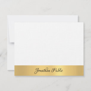 Tarjeta Pequeña Lujoso Linen Elegant Hand Script Template Gold