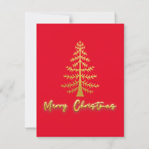 Tarjeta Pequeña Lujosos Navidades de árboles dorados, rojo tradici