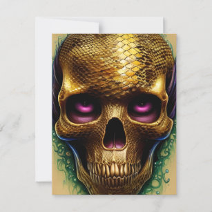 Tarjeta Pequeña Luminosa mirada de vidrio suave dorado Skull