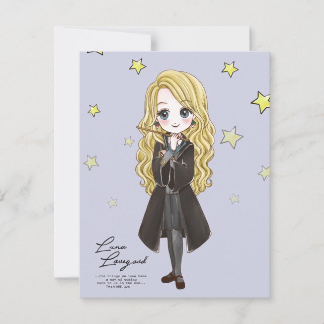 Tarjeta Pequeña Luna Lovegood Magica Acuarela (Anverso)