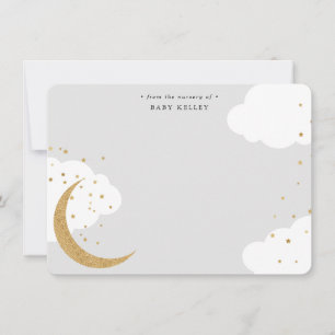 Tarjeta Pequeña Luna y Estrellas, Bebe Personalizado Plano