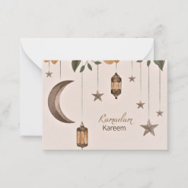 Tarjeta Pequeña Luna y estrellas de Ramadan Kareem