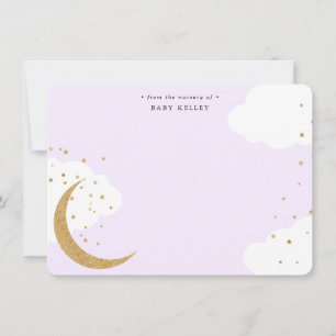 Tarjeta Pequeña Luna y estrellas, Púrpura Infantil Piso Personaliz