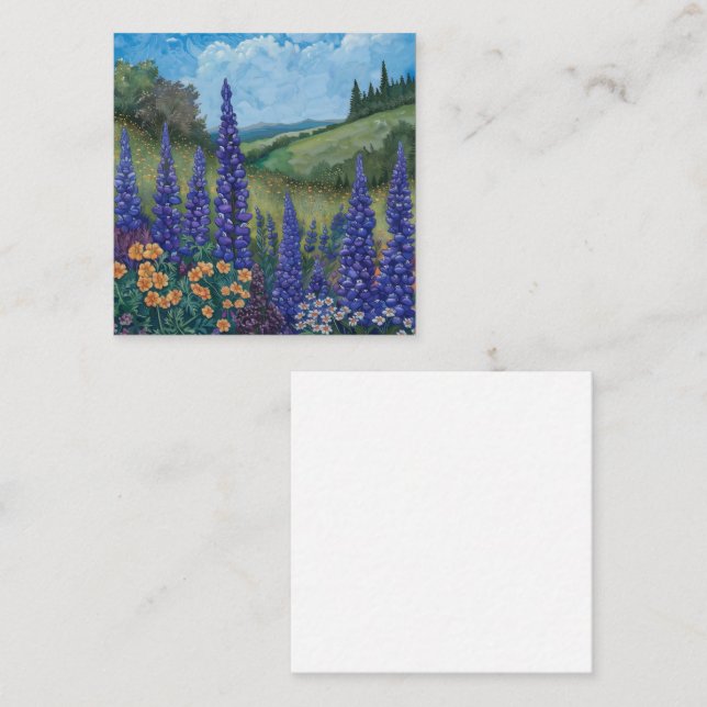 Tarjeta Pequeña Lupine Meadow of Lavender (Anverso / Reverso)