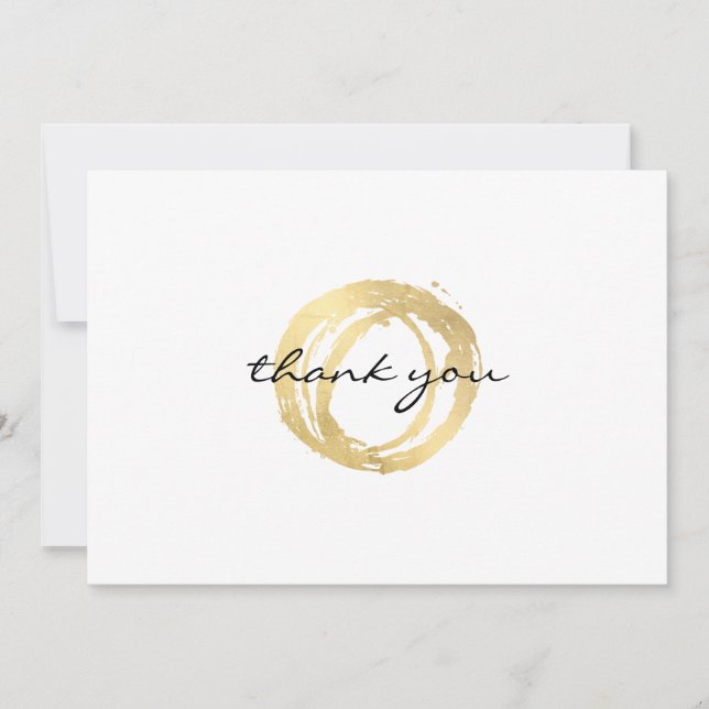 Tarjeta Pequeña Luxe Faux Gold Pintado Circle Gracias (Anverso)