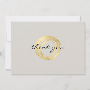 Tarjeta Pequeña Luxe Faux Gold Pintado Círculo en Tan Gracias
