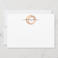 Luxe Faux Rosa Gold Pintado Círculo plano Notecard