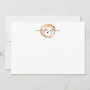 Tarjeta Pequeña Luxe Faux Rosa Gold Pintado Círculo plano Notecard