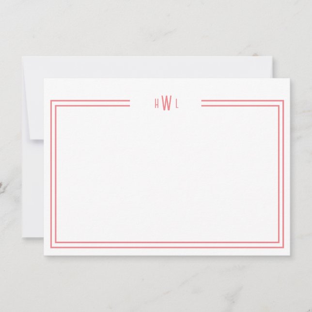 Tarjeta Pequeña Luxe Initial Personal Stationery Coral (Anverso)