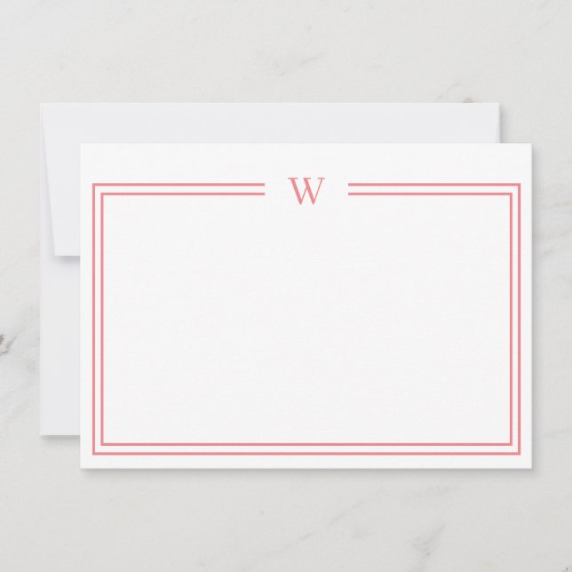 Tarjeta Pequeña Luxe Initial Personal Stationery Coral (Anverso)