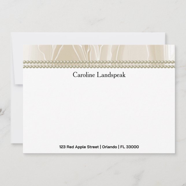 Tarjeta Pequeña Luxury correspondence Custom Cream Silk & Pearls (Anverso)