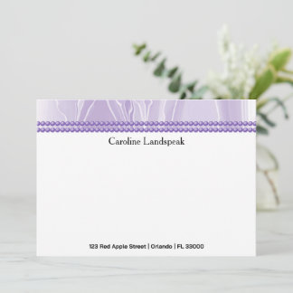 Tarjeta Pequeña Luxury correspondence Custom Purple Silk & Pearls