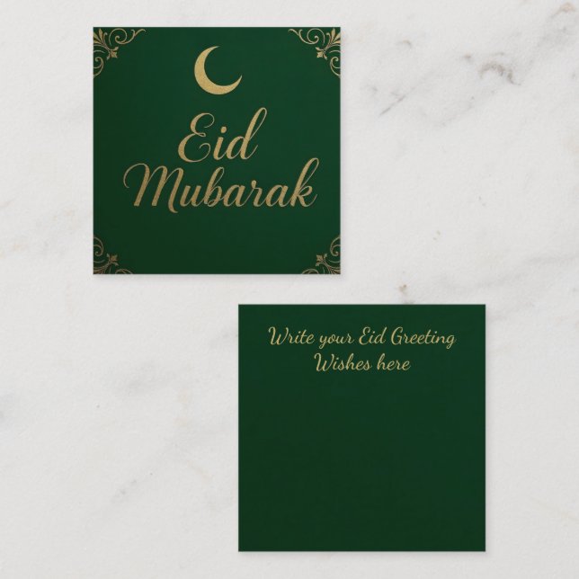 Tarjeta Pequeña Luxury Elegant Eid Mubarak Greeting in Green (Anverso / Reverso)