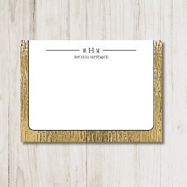 Tarjeta Pequeña Luxury Gold Black Texture Lined Name Three Initial