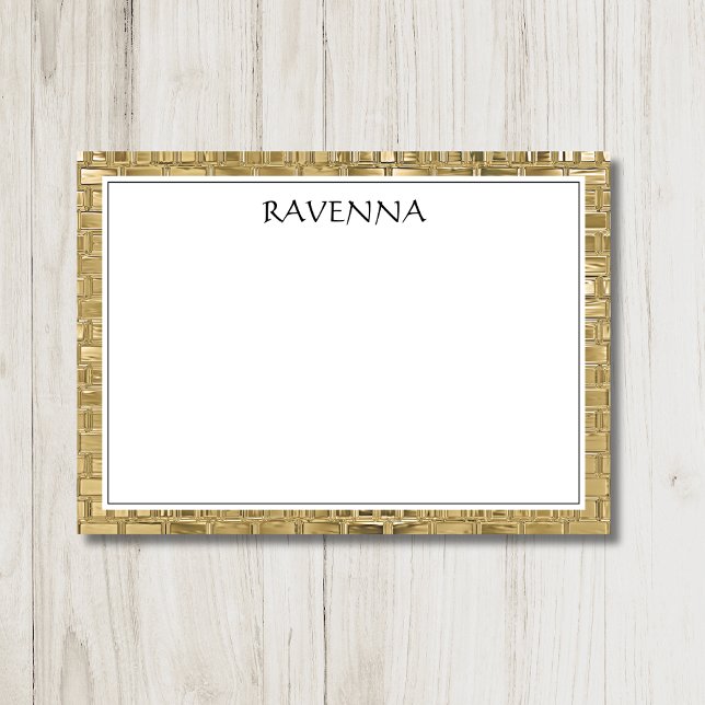 Tarjeta Pequeña Luxury Gold Texture Black Border Name Script (Subido por el creador)