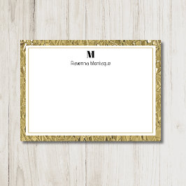 Tarjeta Pequeña Luxury Gold Texture Border Black Monogram Script
