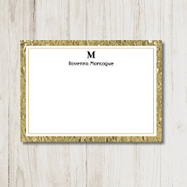 Tarjeta Pequeña Luxury Gold Texture Border Black Monogram Script