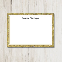 Tarjeta Pequeña Luxury Gold Texture Border Black Name Script