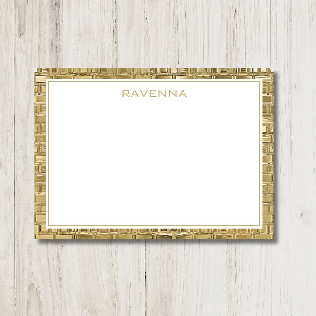 Tarjeta Pequeña Luxury Gold Texture Border Elegant Name Script (Subido por el creador)
