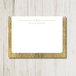Tarjeta Pequeña Luxury Gold Texture Lined Name Three Monogram