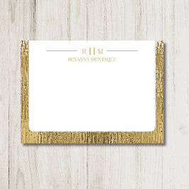 Tarjeta Pequeña Luxury Gold Texture Lined Name Three Monogram