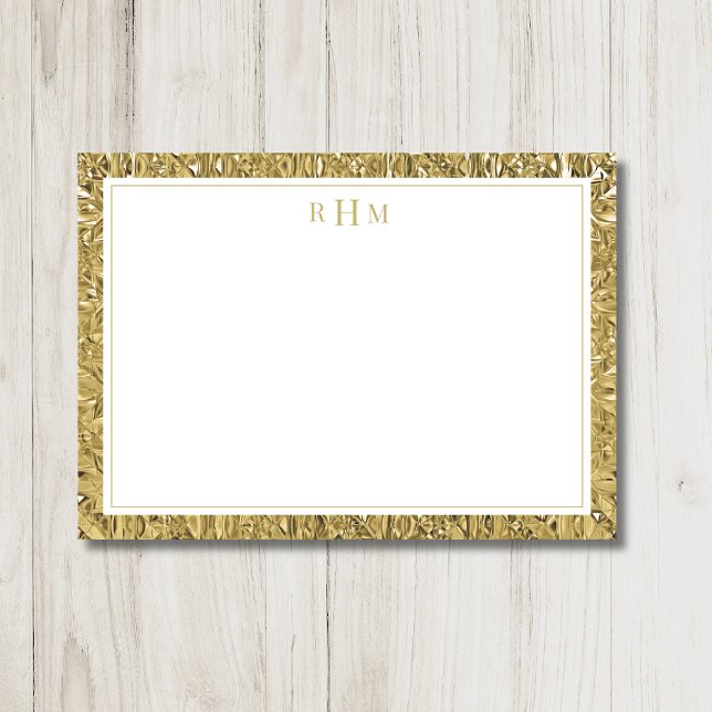 Tarjeta Pequeña Luxury Gold Texture Two Border Three Monogram (Subido por el creador)