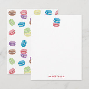 Tarjeta Pequeña Macarones franceses de color acuarela
