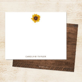 Tarjeta Pequeña Madera Oscura Rústica Girasol Monograma Personaliz