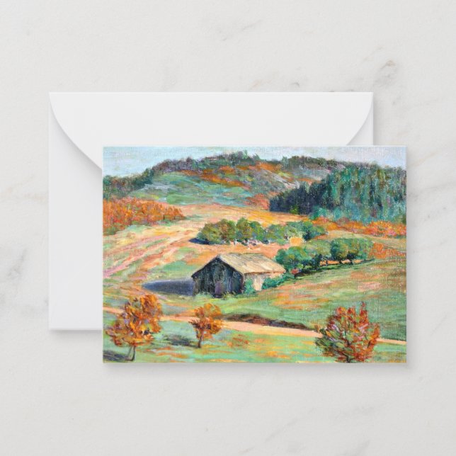 Tarjeta Pequeña Madera - Paisaje de otoño temprano (Anverso)
