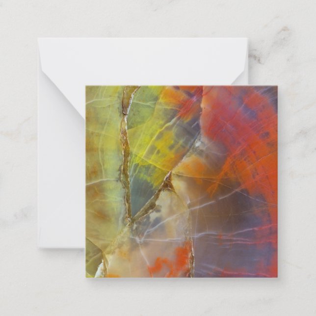 Tarjeta Pequeña Madera petrificada de colores arcoíris (Anverso)