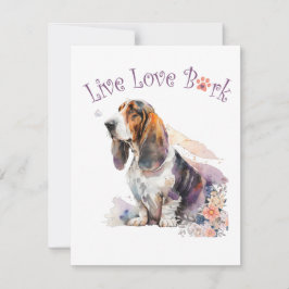 Tarjeta Pequeña Madre Perro Basset Hound Floral
