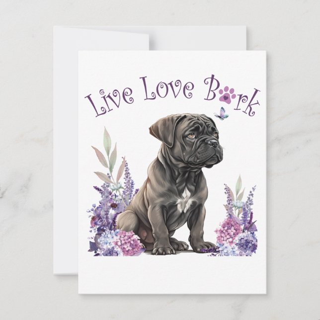 Tarjeta Pequeña Madre Perro Cane Corso Floral (Anverso)