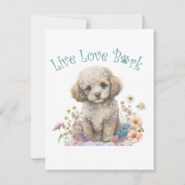 Tarjeta Pequeña Madre Perro Caniche Floral