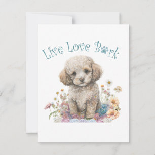 Tarjeta Pequeña Madre Perro Caniche Floral