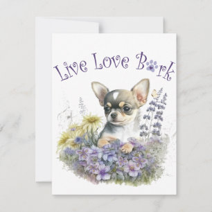 Tarjeta Pequeña Madre Perro Chihuahua Floral