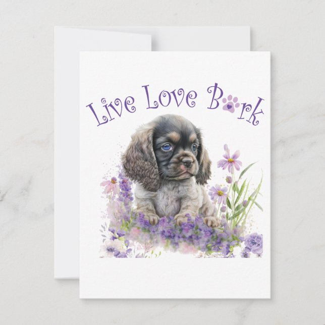Tarjeta Pequeña Madre Perro Cocker Spaniel Floral (Anverso)