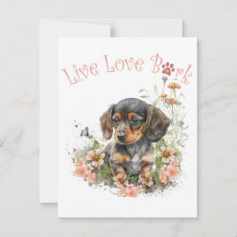 Tarjeta Pequeña Madre Perro Dachshund Floral