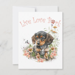 Tarjeta Pequeña Madre Perro Dachshund Floral