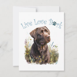 Tarjeta Pequeña Madre Perro Lab Chocolate Floral
