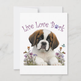 Tarjeta Pequeña Madre Perro San Bernardo Floral