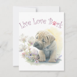 Tarjeta Pequeña Madre Perro Shar-pei Floral